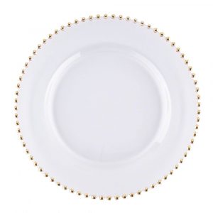 Gold Beaded Glass Charger Plate