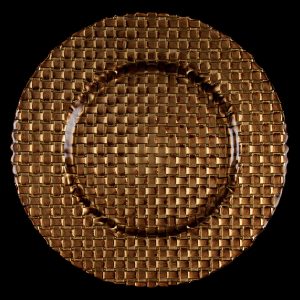Braid Gold Brown Glass Charger