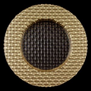 Braid Gold with Clear Center Glass Charger