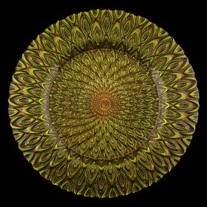 Peacock Citron Gold Glass Charger