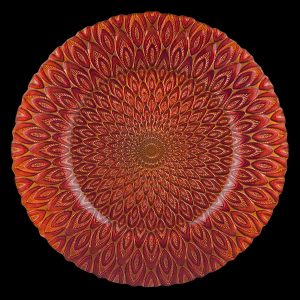 Peacock Red Gold Glass Charger