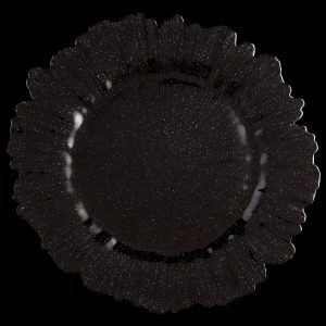 Sea Sponge Black Glitter Glass Charger