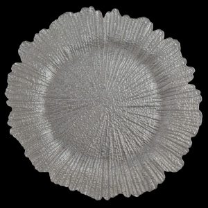 Sea Sponge Pearl White Glass Charger