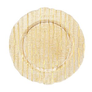Glass Gold Ribbon Food Safe Charger