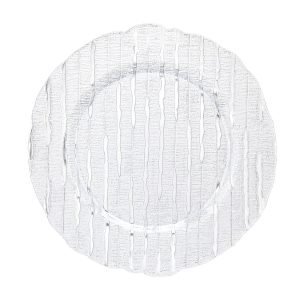 Glass Silver Ribbon Food Safe Charger