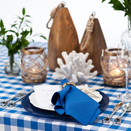 Royal Blue Gingham Check Table Linen