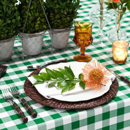 Green Gingham Check Table Linen