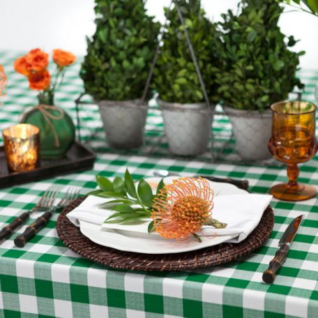 Green Gingham Check Table Linen