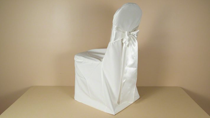 Ivory Polyester Chair Cover with Ivory Satin Sash