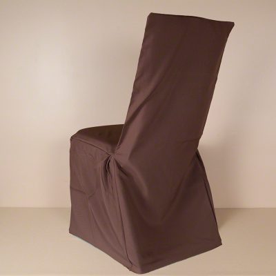 Chocolate Polyester MCSB Square Back Chair Cover