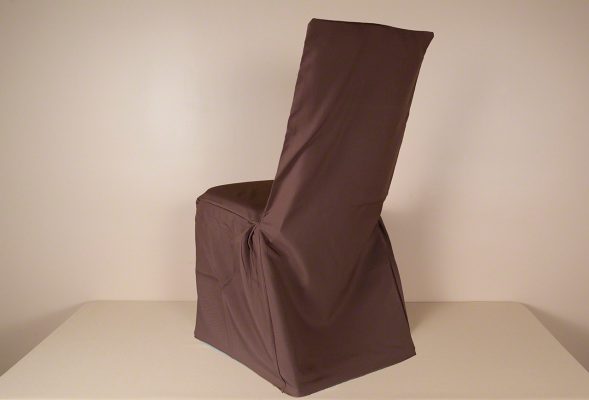 Chocolate Polyester MCSB Square Back Chair Cover