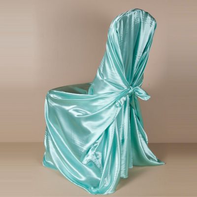 Aqua Satin Pillowcase Chair Cover