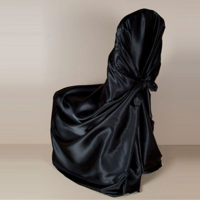 Black Satin Pillowcase Chair Cover