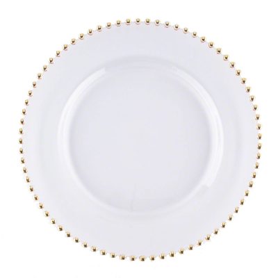 Gold Beaded Glass Charger Plate