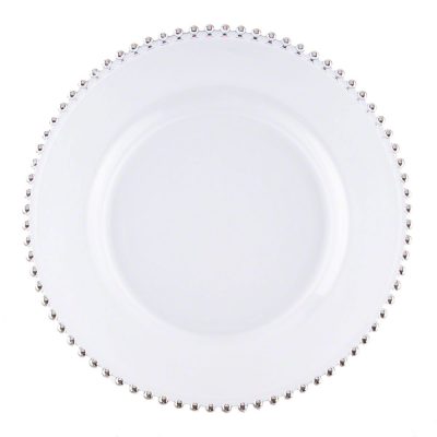 Silver Beaded Glass Charger Plate