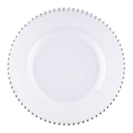 Silver Beaded Glass Charger Plate