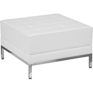 White Imagination Leather Ottoman