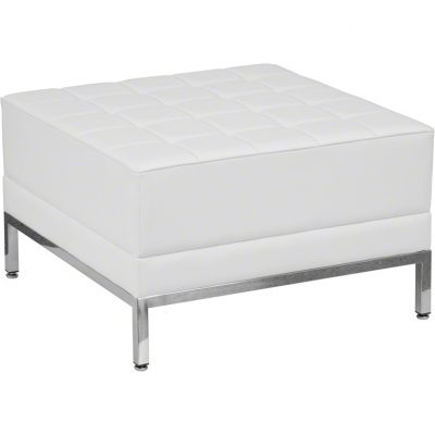 White Imagination Leather Ottoman