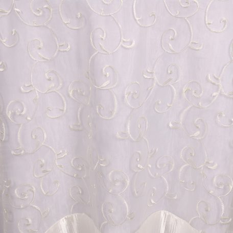 Ivory Embroidered Sheer with Ivory Satin Border