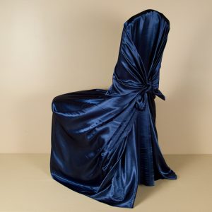 Navy Satin PIllowcase Chair Cover