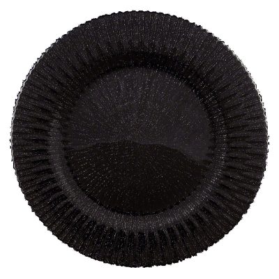 Marbella Black Glitter Glass Charger