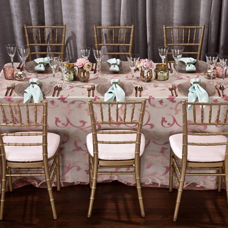 Blush Ambiance Sheer over a Julep Shantung Linen with a Julep Shantung Napkin