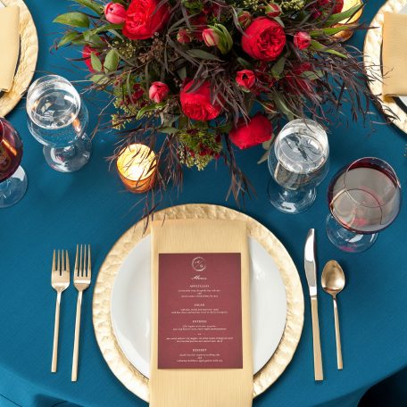 Peacock Faille Tablescape