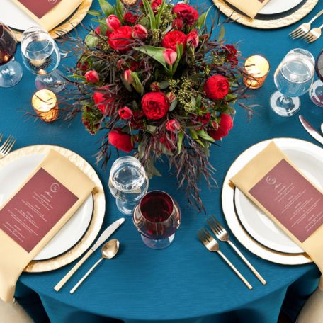 Peacock Faille Tablescape