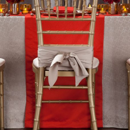 Taupe Charmed Tablescape with Poppy Duet Napkins Table Runners
