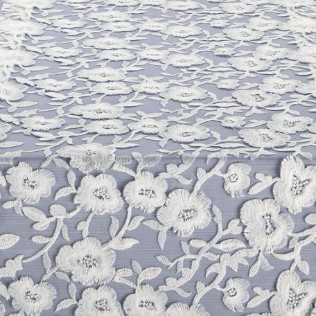Blooming Lace Table Runner shown over Periwinkle Faille