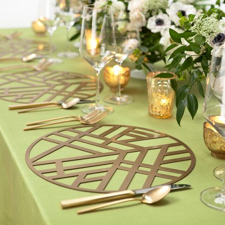 Gold Edge Metal Placemat Rental Chargers for Special Events