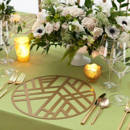 Gold Edge Metal Placemat Rental Chargers for Special Events