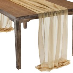 This elegant Gold Graceful table drape is one of several unique Gracefuls available in the Fabulous Events selection of table drapes and other linen rentals. Use it to create effortless beauty for your tables, and combine it with our other linen designs for a truly original theme. Rent it here today. 877-200-2424