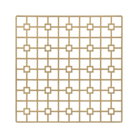 With its supremely simple shape and controlled, but edgy pattern, the Gold Deco Metal Placemat will highlight fine china, gold-rimmed crystal and simple flatware in classic Deco-era style. But it would also support and enhance an over-the-top ethnic theme of stylized patterns and brilliant colors. Rent it here today.