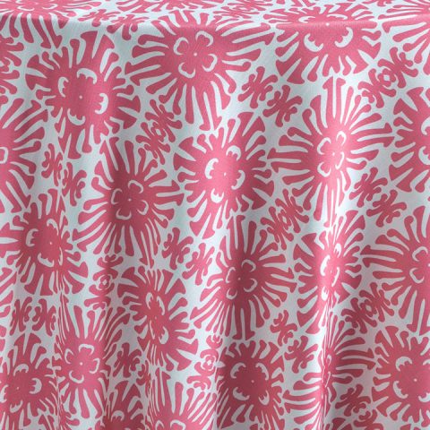 Tropical Pink Patterned Rental Fabric Tablecloth Linen | Fabulous Events