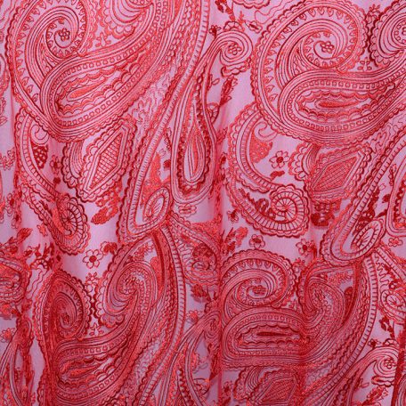 Red Paisley Lace over White Classic Poly