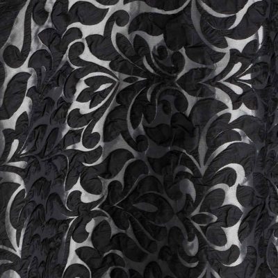 Noir Amara Black Damask Table Linen Rental for Events