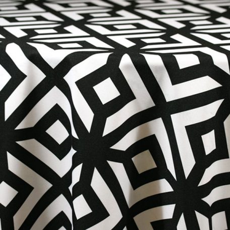Rent Black and White Geometric print table linens for parties.