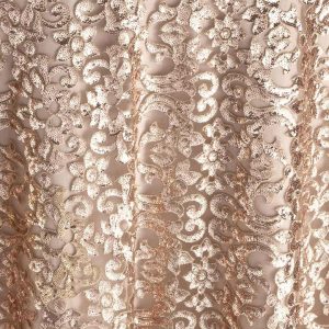 Lumiere Gold Sequin Floral Table Linen for Event Rental