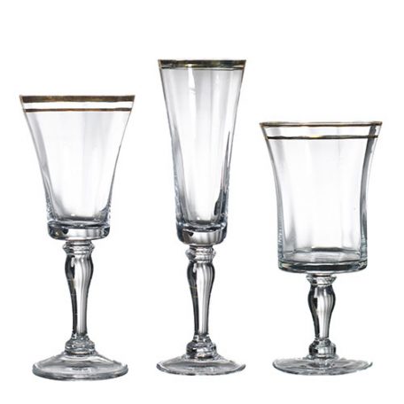 Rent Bella Gold Glassware from Fabulous Events for Special Occasions.
