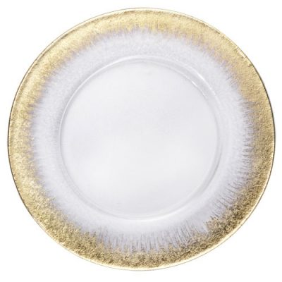 Gold Orizzonte Glass Charger Plate Rental for Galas and Weddings