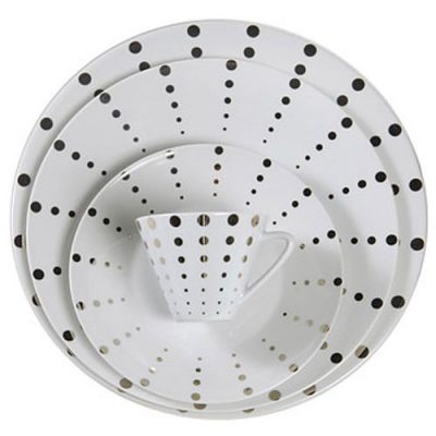 Platinum Dot Dinnerware Rental for Parties in Michigan and Ohio