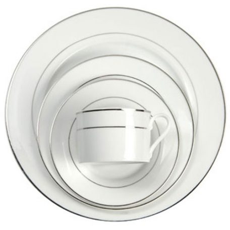 White with Platinum Band Dinnerware Rental in Michigan