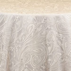 Rent Paisley Lace Sheer embroidered overlays from Fabulous Events for Weddings, Showers and Special Events.