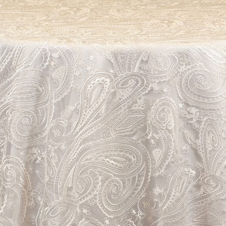 Rent Paisley Lace Sheer embroidered overlays from Fabulous Events for Weddings, Showers and Special Events.