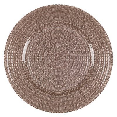 Rent Blush Glass Chargers from Fabulous Events