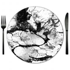 Black and White Glass Placemat rentals from Fabulous Events.