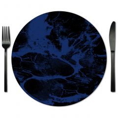Black and Blue Glass Placemats from Fabulous Events. Rent for any occasion.