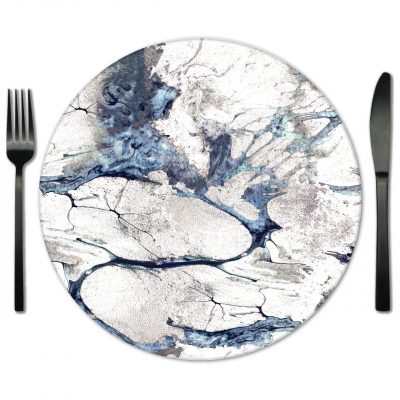 Blue and White Glass Placemats for Rental from Fabulous Evens.