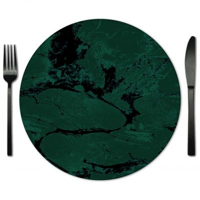 Hunter Green Glass Placemat Rentals from Fabulous Events.
